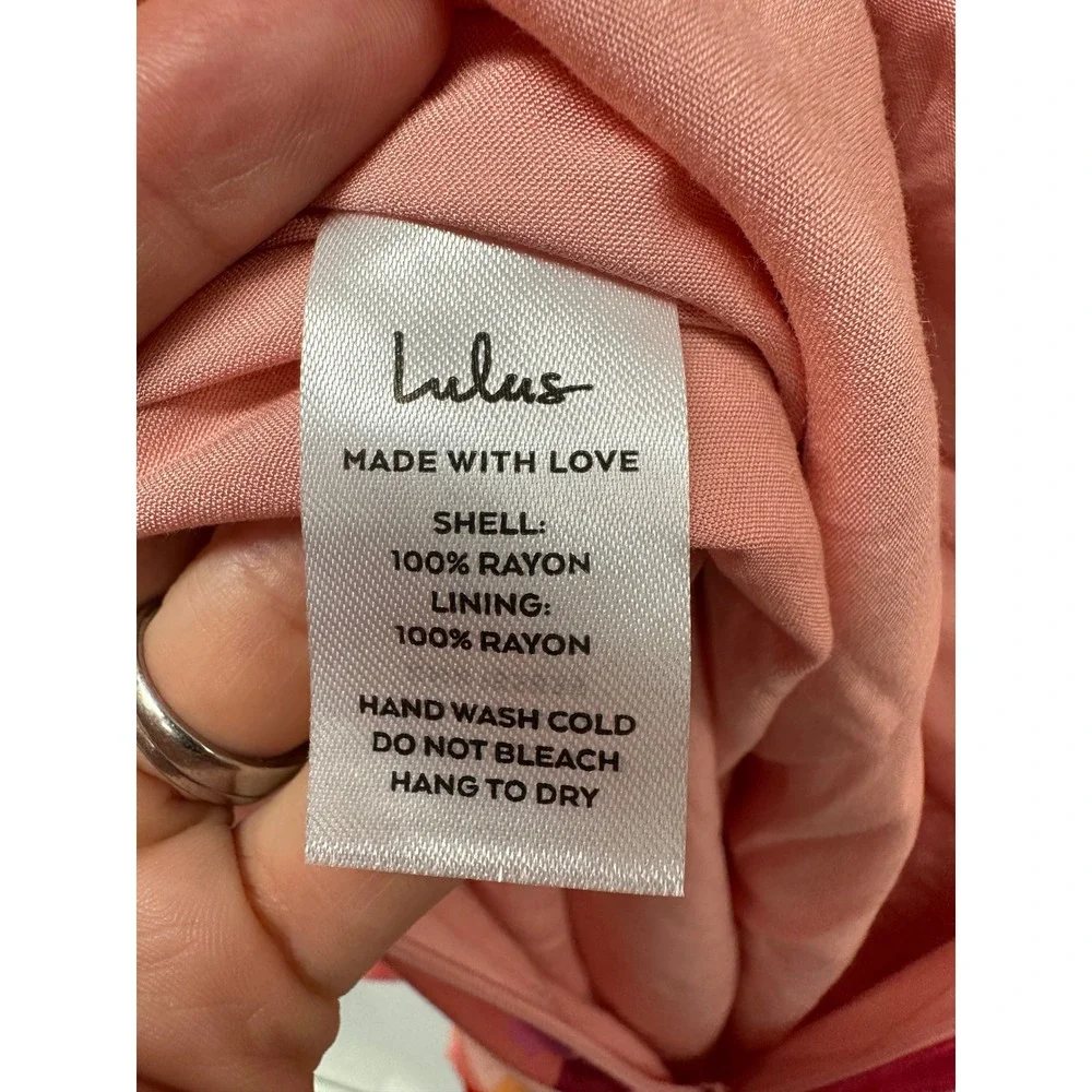Lulus Iconic Season Pink Multi Print Strapless‎ Tie-Front Romper XL